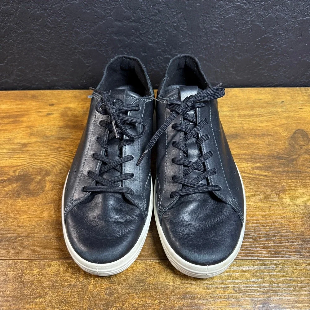 ECCO Soft 7 430004‎ Black Leather Low Top Sneakers Mens Size 41